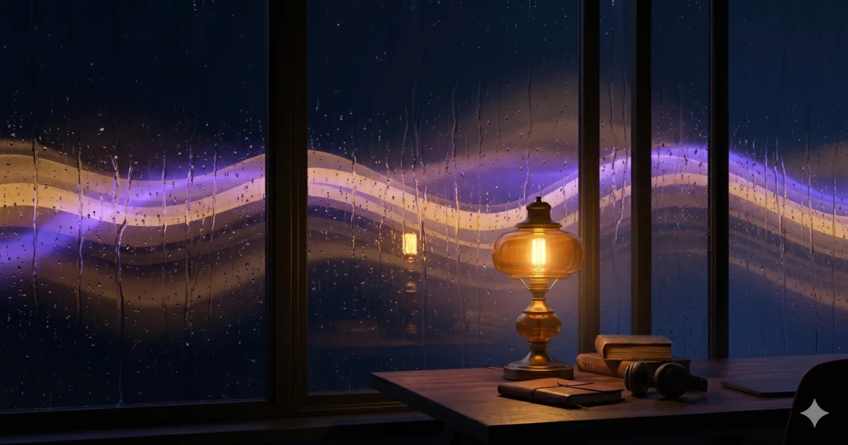 Soft calming soundwaves over a serene night sky — the best sounds for anxiety and stress relief