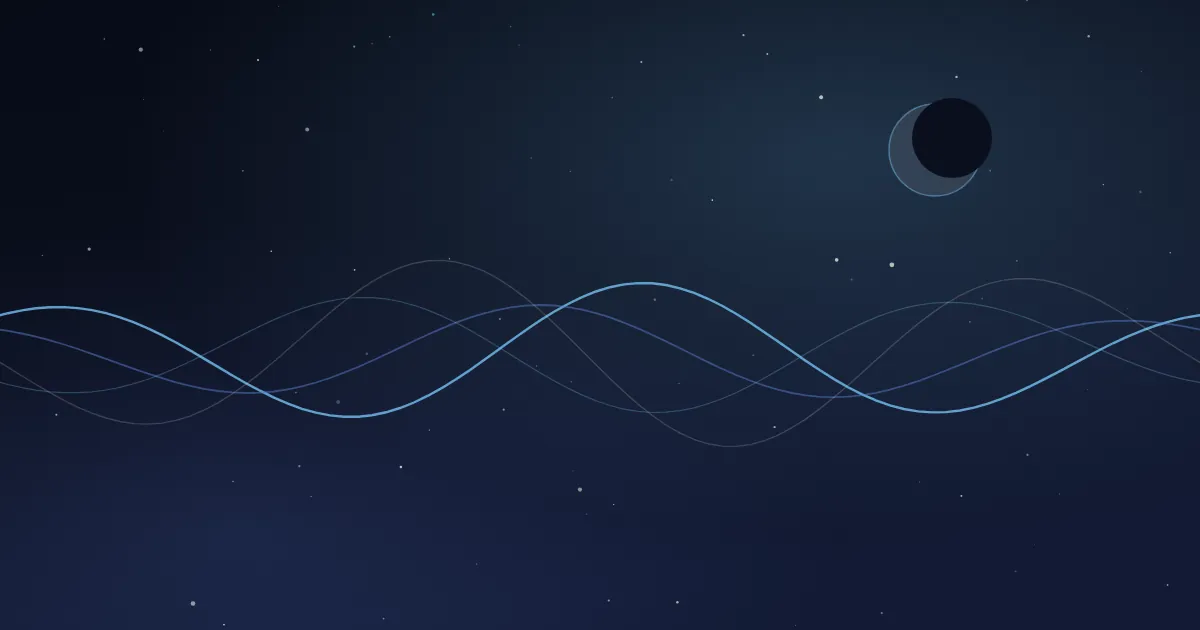 Blue soundwaves over a night sky — rain sounds for sleep and why they work