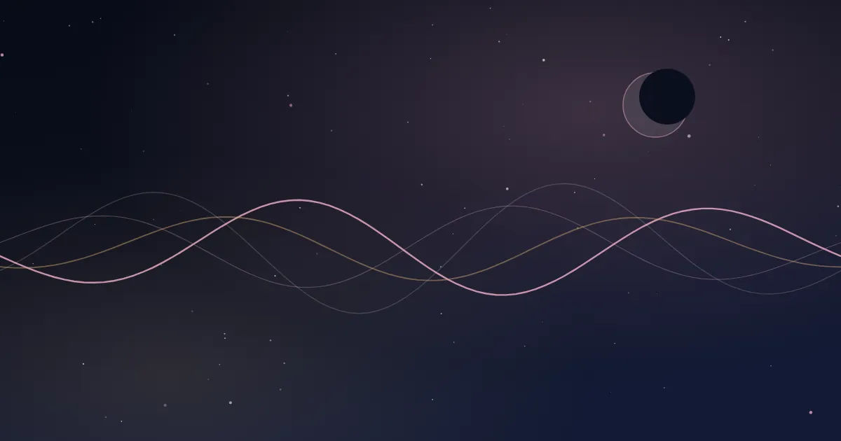 Coloured soundwaves over a night sky — white vs pink vs brown noise for sleep